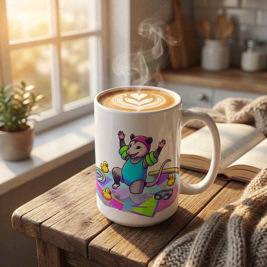 Neon Aerobics Possums - Aqua Aerobics Ace - 15oz Mug