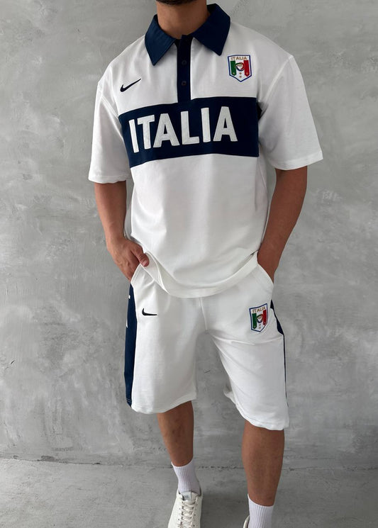 Italia Inspired Men's Polo & Shorts Set – Athletic Heritage with Bold National Style