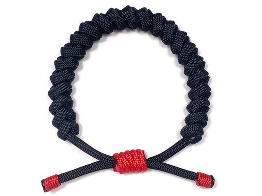 Engineered Jet Black and Red Rope Bracelet