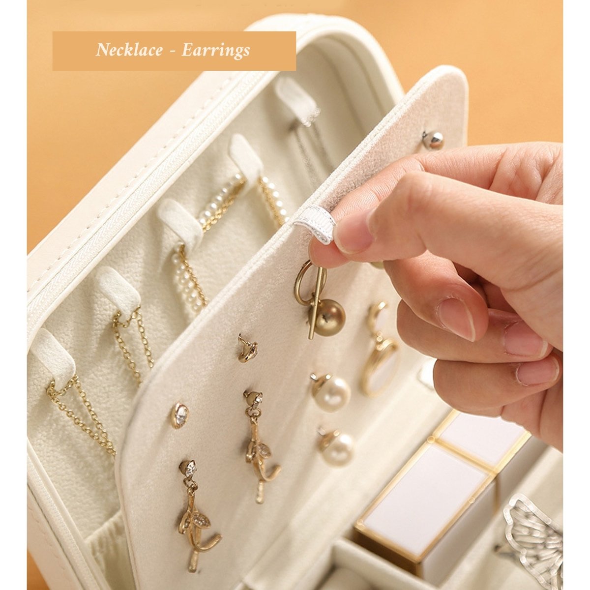 PU Leather Travel Jewelry Organizer – Small Box with 3 Compartments