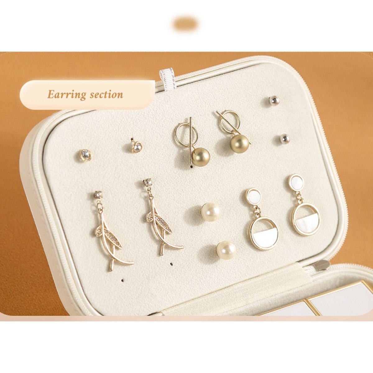 PU Leather Travel Jewelry Organizer – Small Box with 3 Compartments
