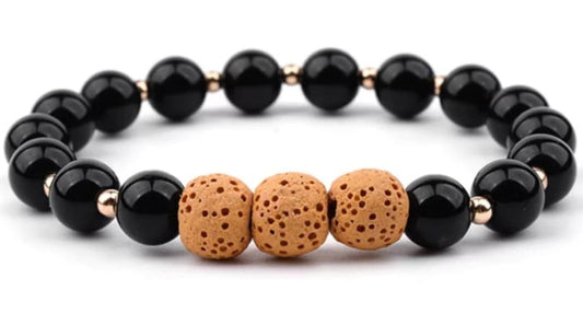 Lava Stone Bracelet - Black Yellow