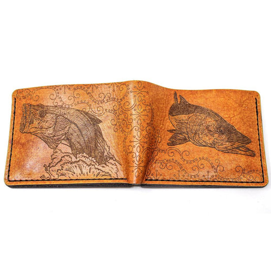 Handcrafted Snook Leather Bill Fold Wallet - Made to Order in USA