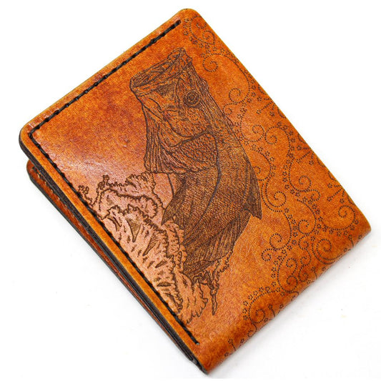 Handcrafted Snook Leather Bill Fold Wallet - Made to Order in USA