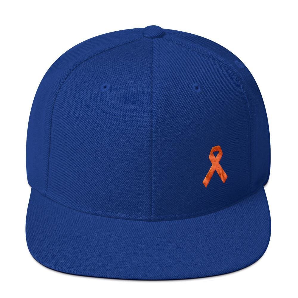 Leukemia Awareness Flat Brim Snapback Hat with Orange Ribbon