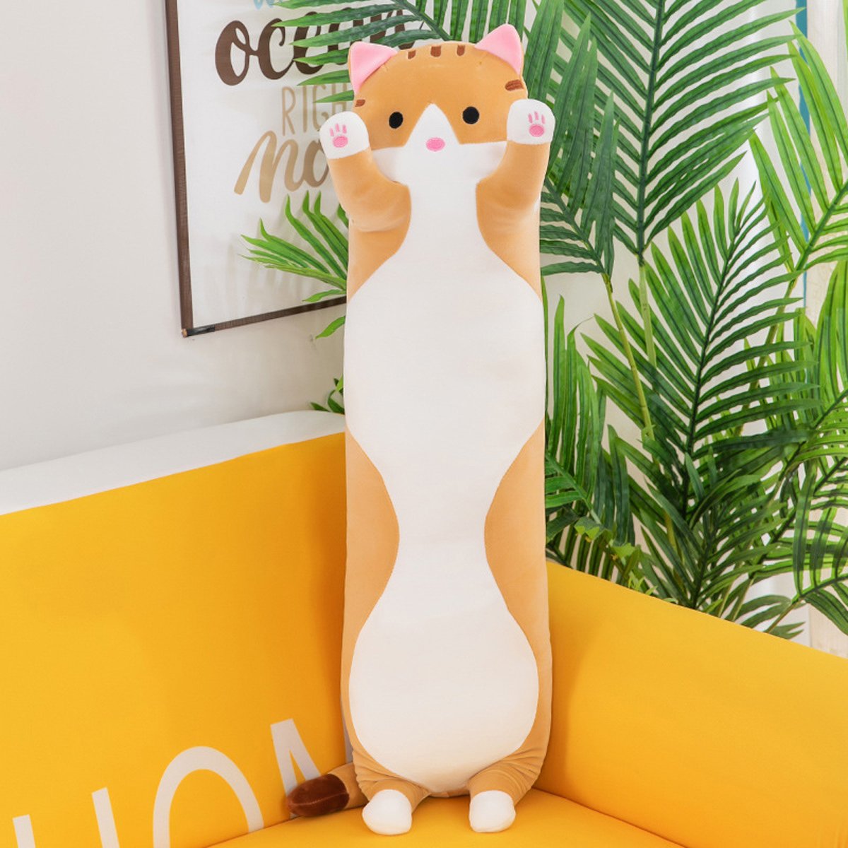 Long Cat Pillow Plush – 26" Soft Cuddly Gift for Kids