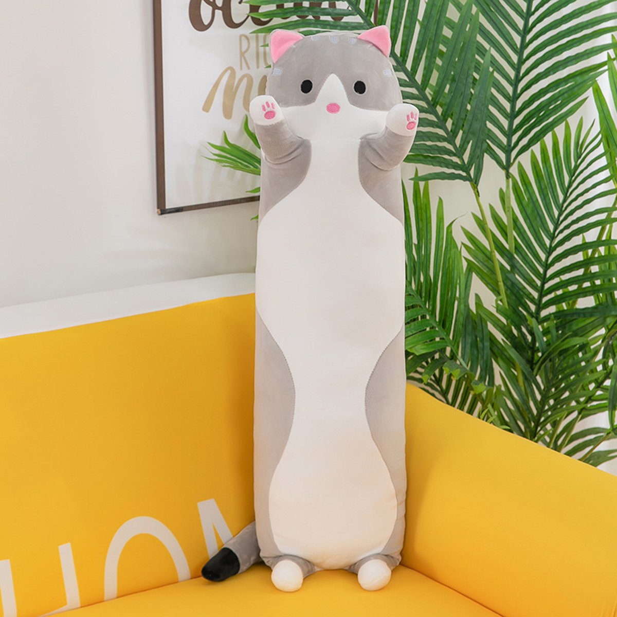 Long Cat Pillow Plush – 26" Soft Cuddly Gift for Kids