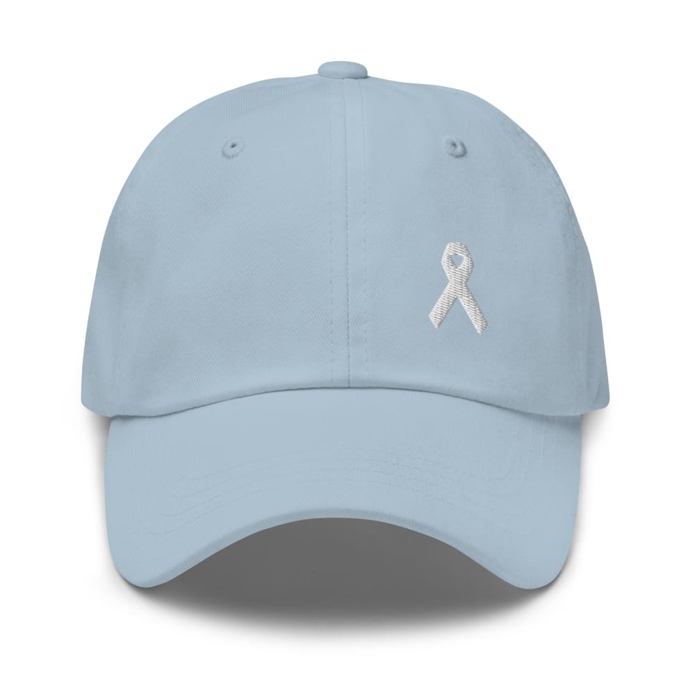 Lung Cancer Awareness White Ribbon Dad Hat