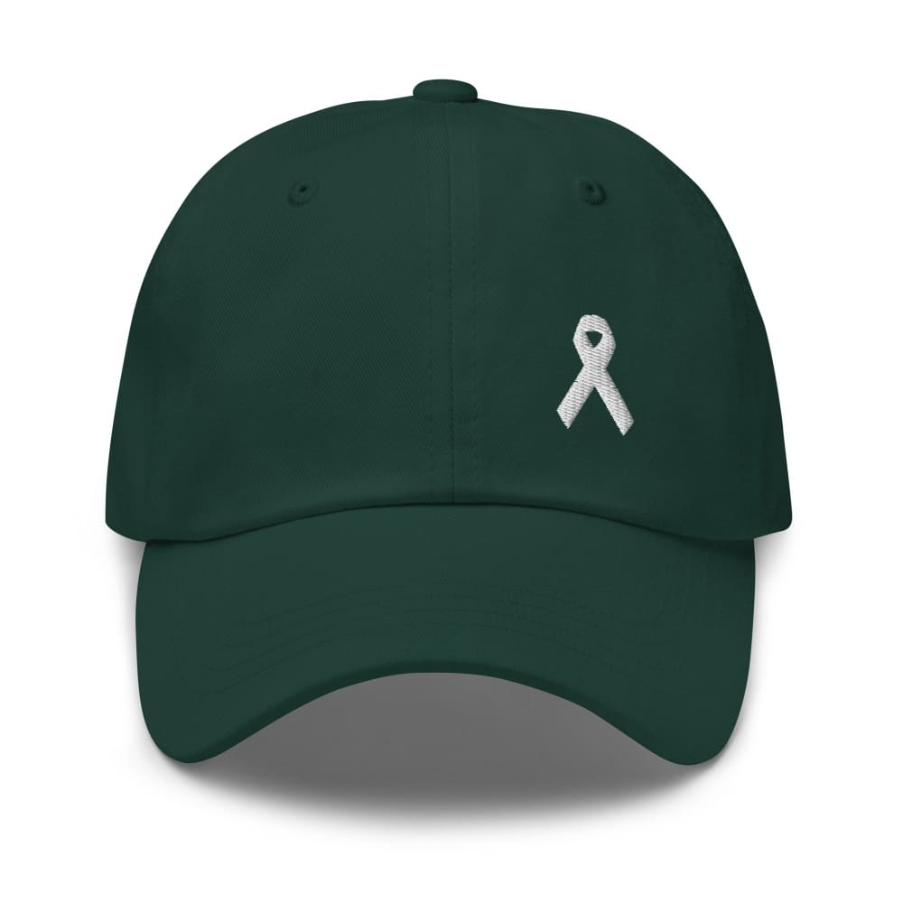 Lung Cancer Awareness White Ribbon Dad Hat