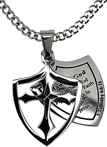 Two Piece Shield Cross Necklace