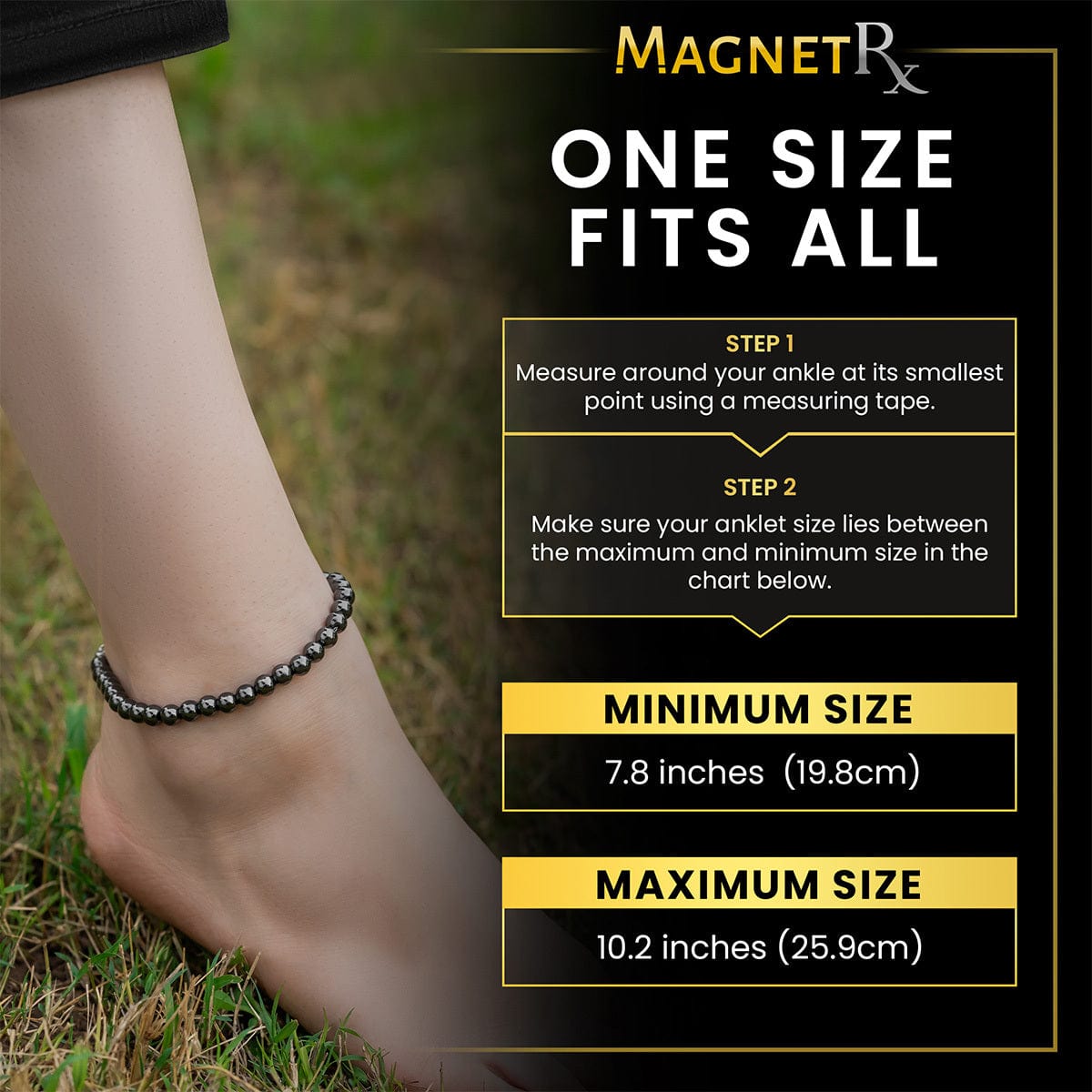 Hematite Magnetic Anklet (6mm Round Beads)