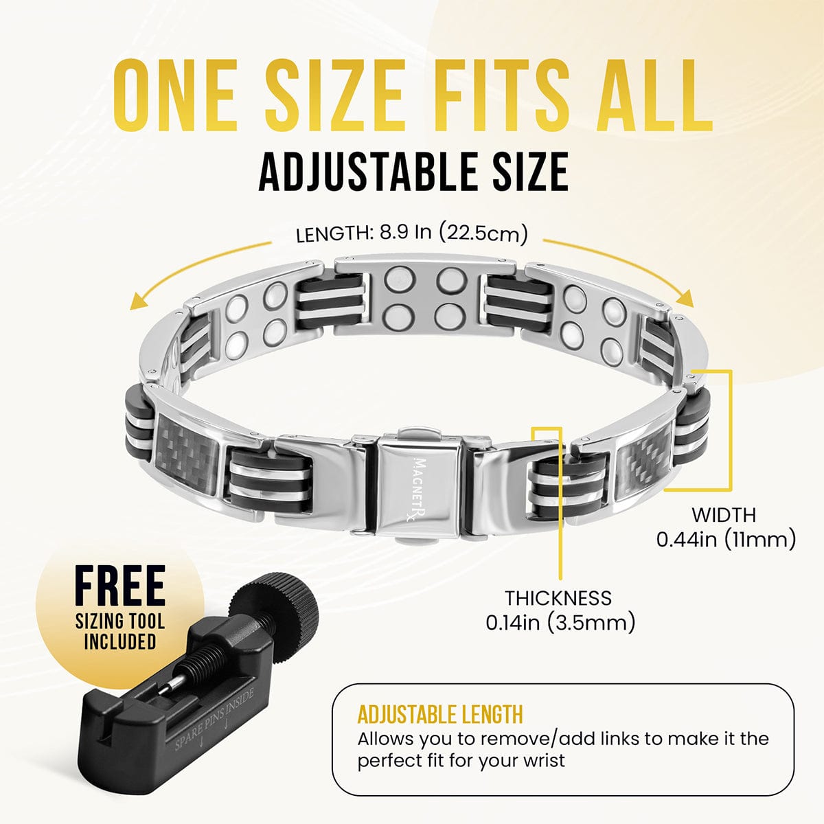Carbon Fiber Magnetic Bracelet for Men (Silver)