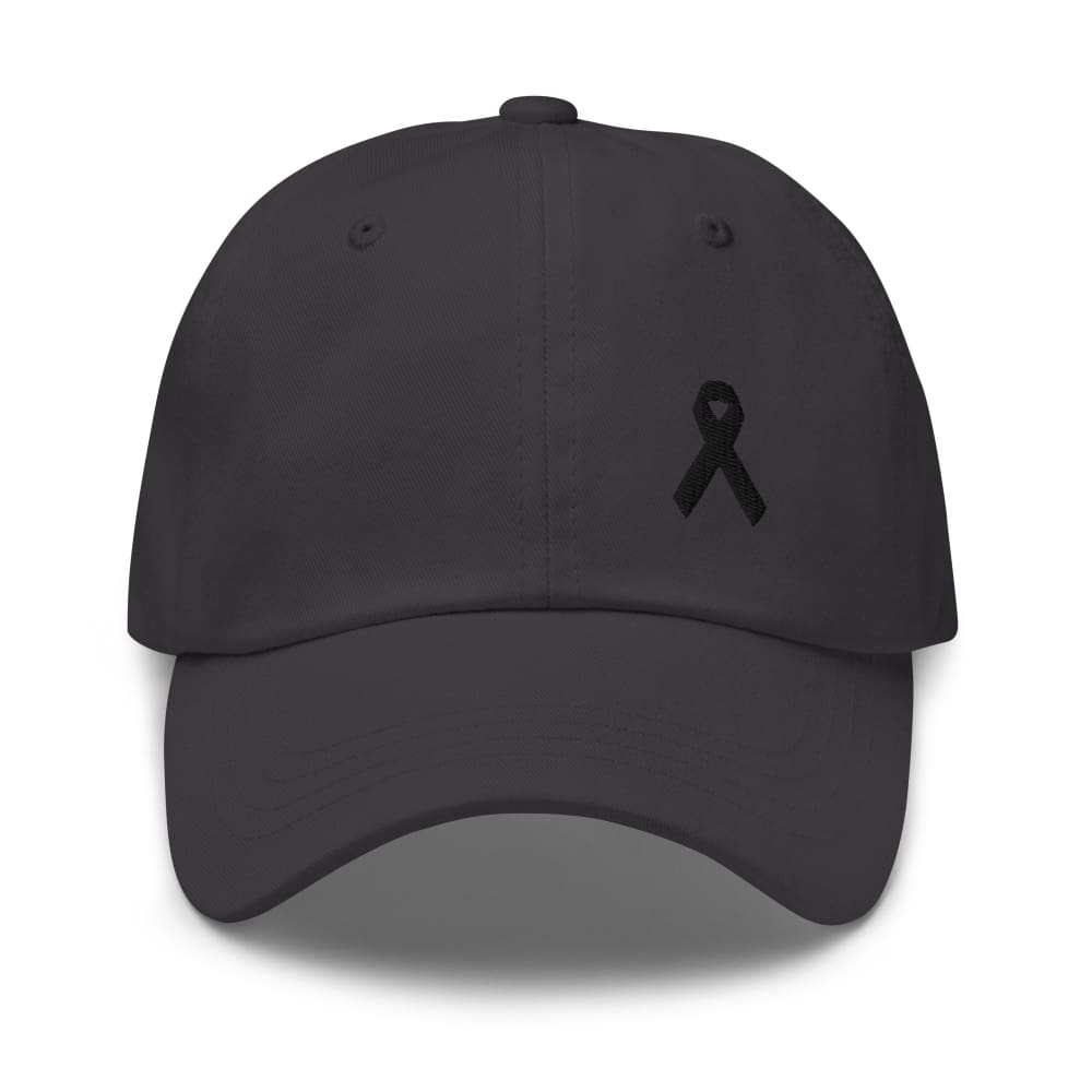 Melanoma and Skin Cancer Awareness Dad Hat with Black Ribbon