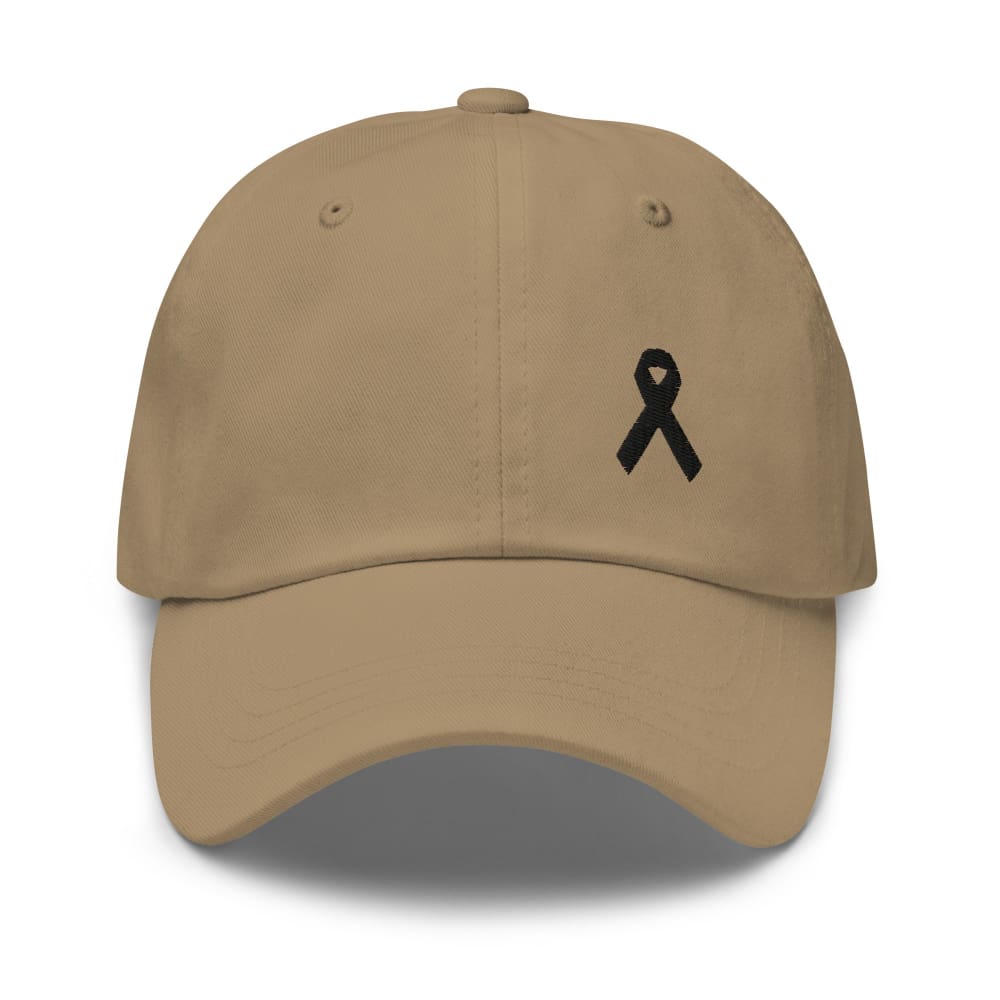 Melanoma and Skin Cancer Awareness Dad Hat with Black Ribbon