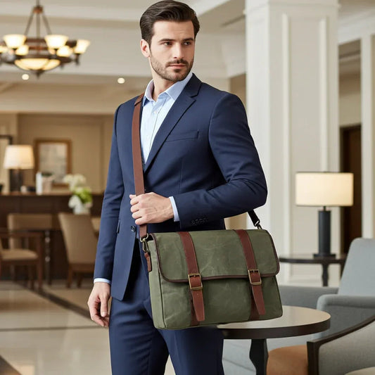 Maxwell Waxed Canvas Messenger Bag – Canvas & Leather Crossbody