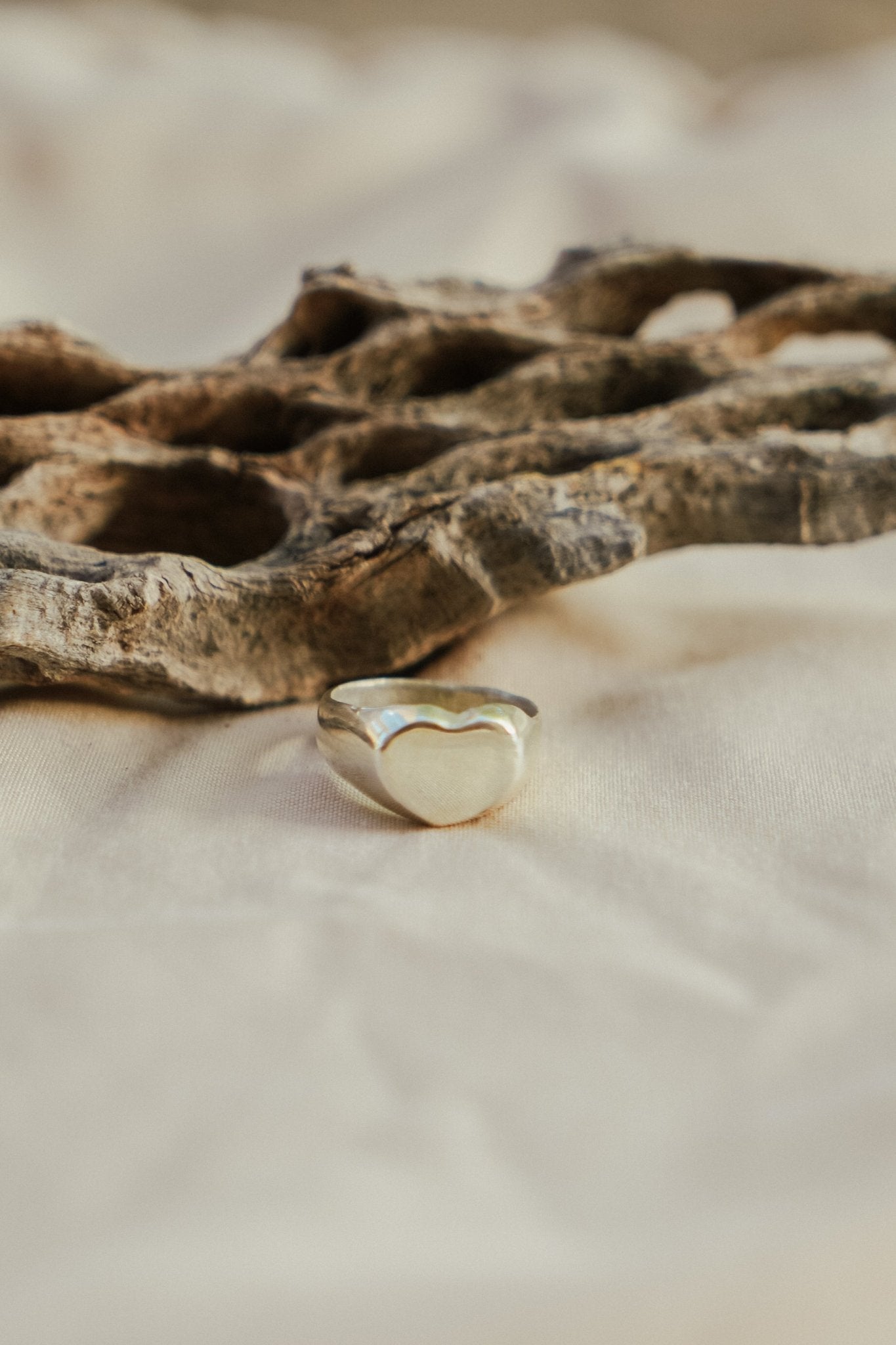 Mirrored Heart Signet Ring