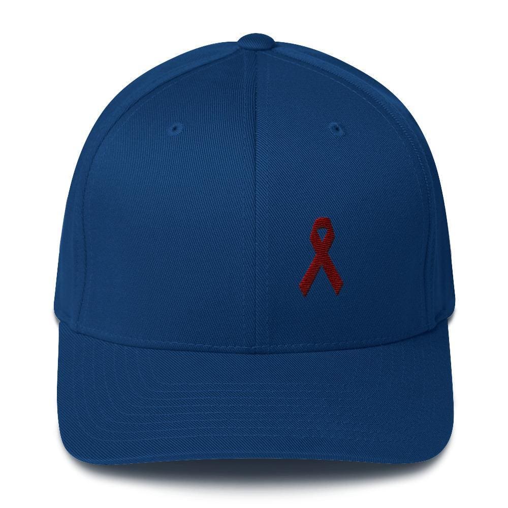 Multiple Myeloma Awareness Twill Fitted Hat with Burgundy Ribbon