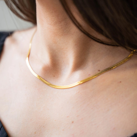 SLEEK - Gold 2mm Herringbone Necklace Mack & Rex