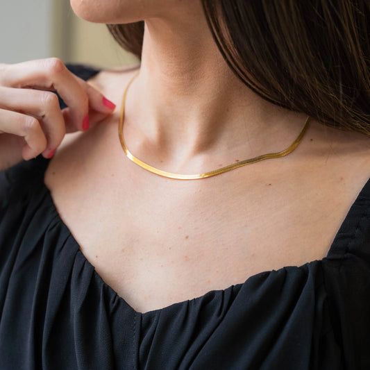 SLEEK - Gold 2mm Herringbone Necklace Mack & Rex