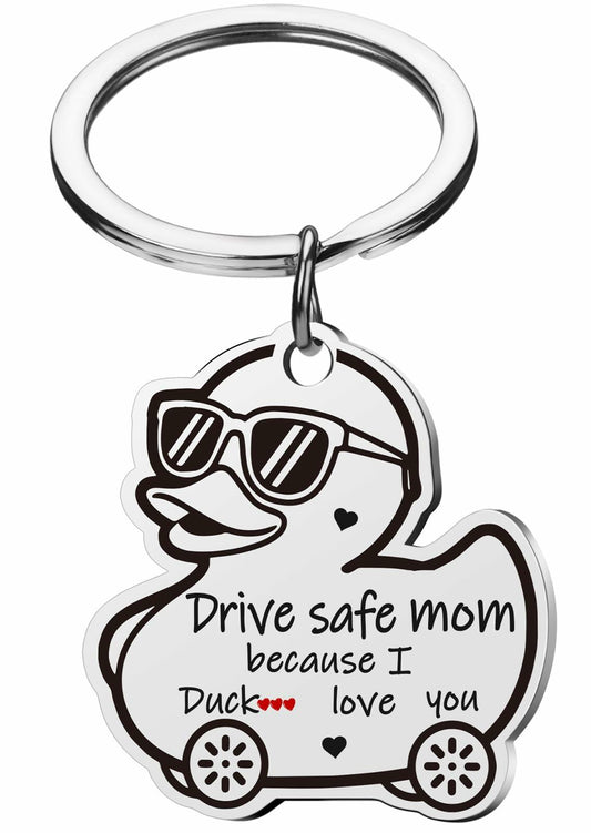 XgiftCreat Drive Safe Mom Keychain Small Letter Print Animal Pattern