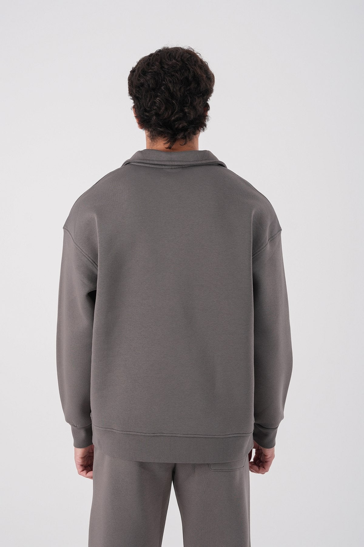 Unisex Oversize Half-Zip Sweatshirt & Baggy Sweatpants Set