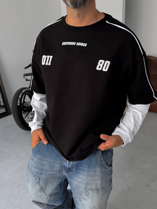 Unisex Graphic Print Oversize T-Shirt - American Football Style