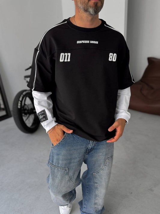 Unisex Graphic Print Oversize T-Shirt - American Football Style