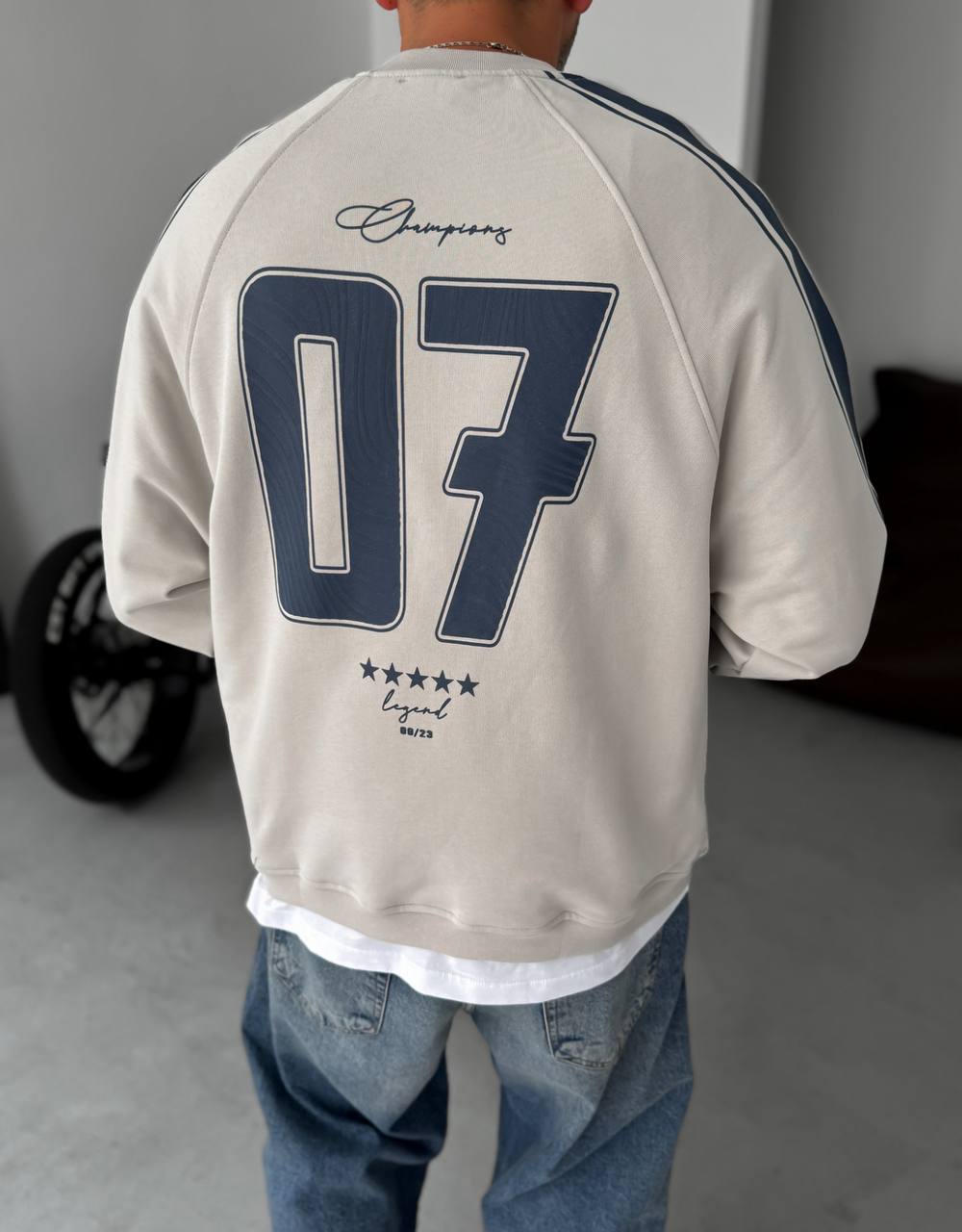 Unisex Oversize Sweatshirt with Varsity Stripes