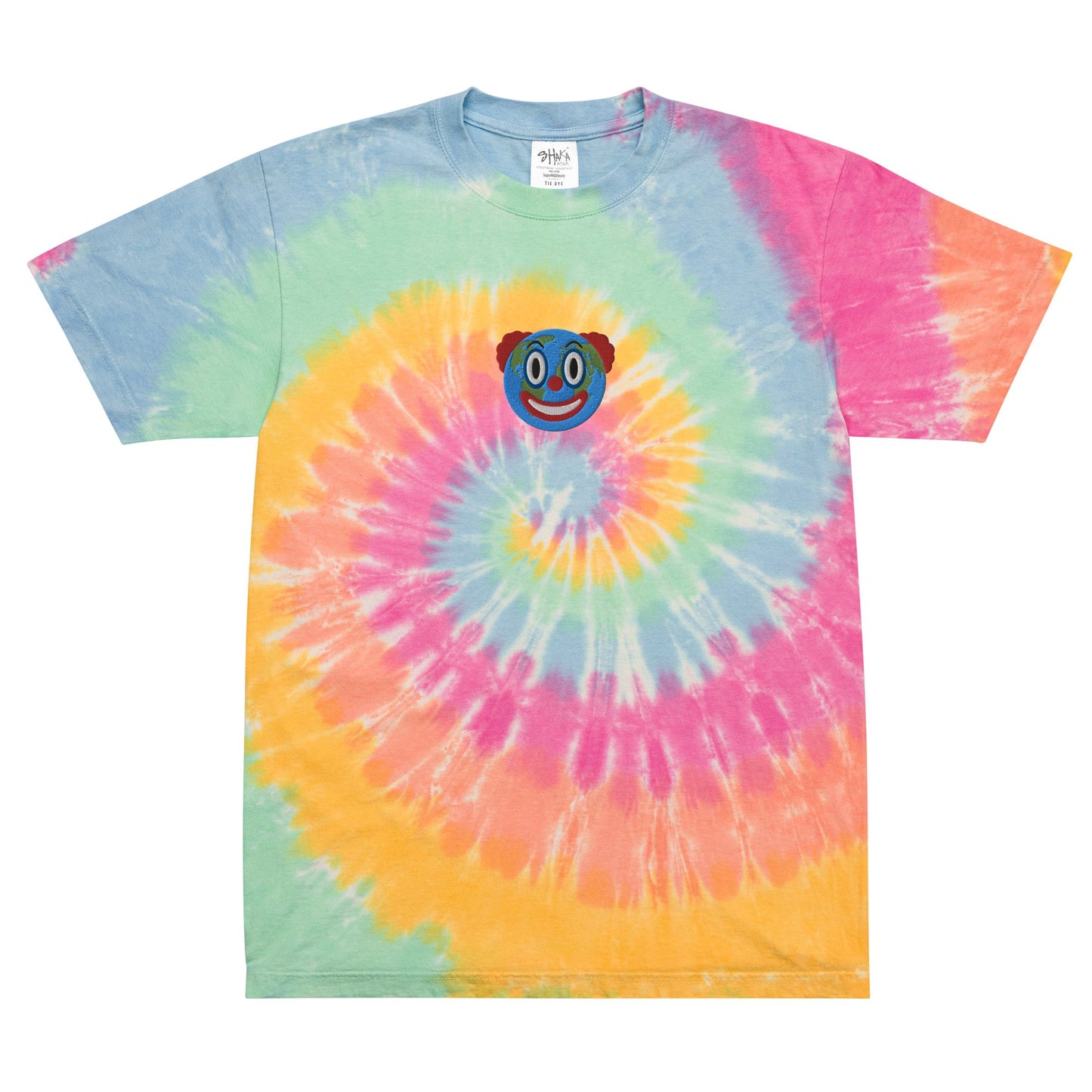 Clown World Embroidered Oversized Tie Dyed T-Shirt