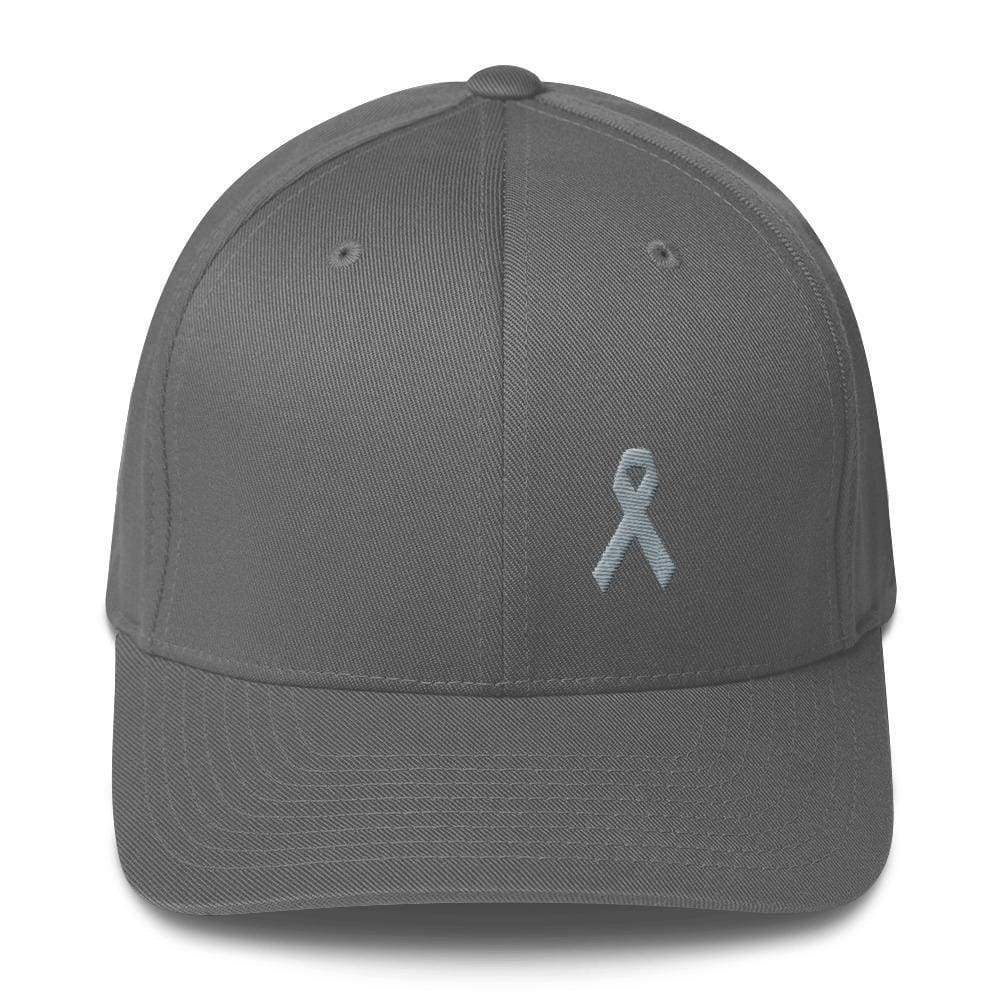 Parkinson's Awareness & Brain Tumor Awareness Twill Fitted Hat with Grey Ribbon