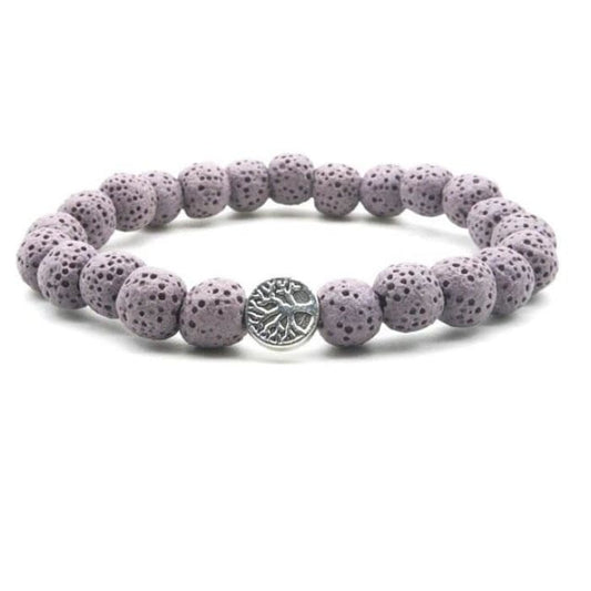 Pastel Purple Lava Stone Tree of Life Essential Oil Bracelet