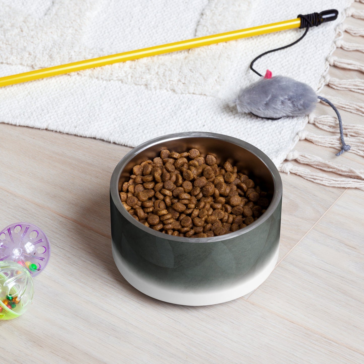 Sebastian & Clementine Gray Circles Pet Bowl