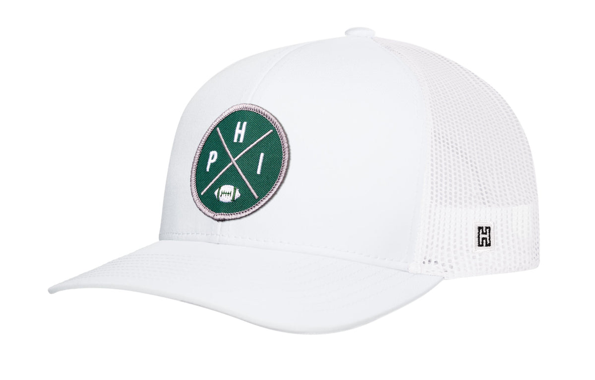 Philadelphia Trucker Hat  |  Black PHI X Football Snapback