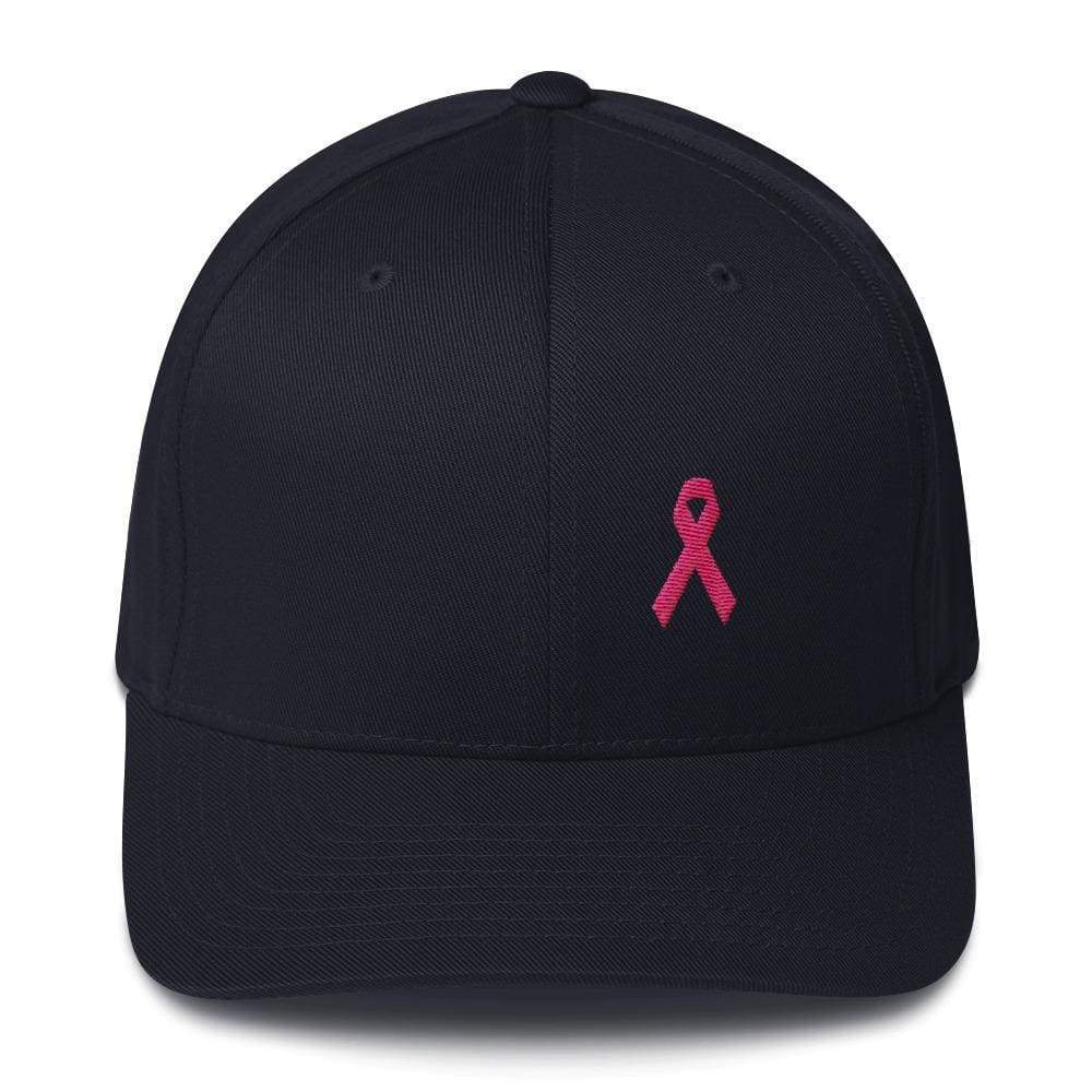 Pink Ribbon Fitted Hat - Breast Cancer Awareness Hat