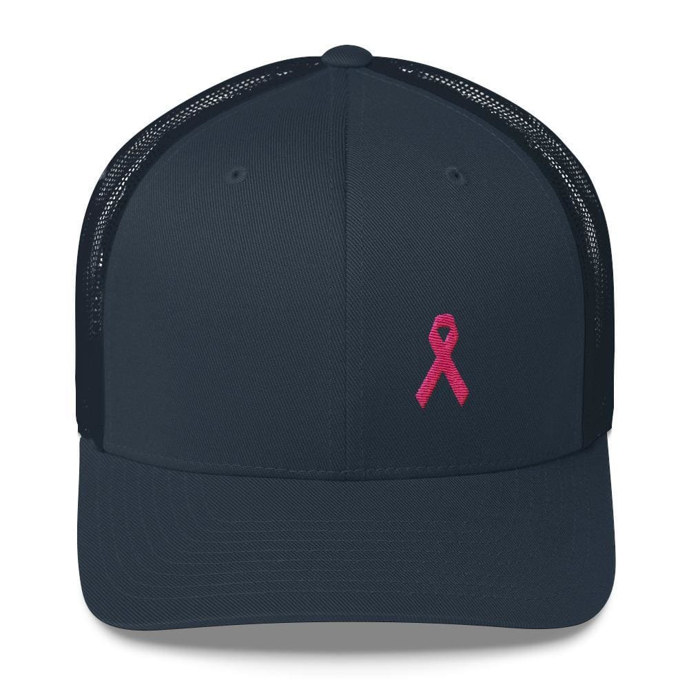 Pink Ribbon Snapback Trucker Hat - Breast Cancer Awareness Trucker