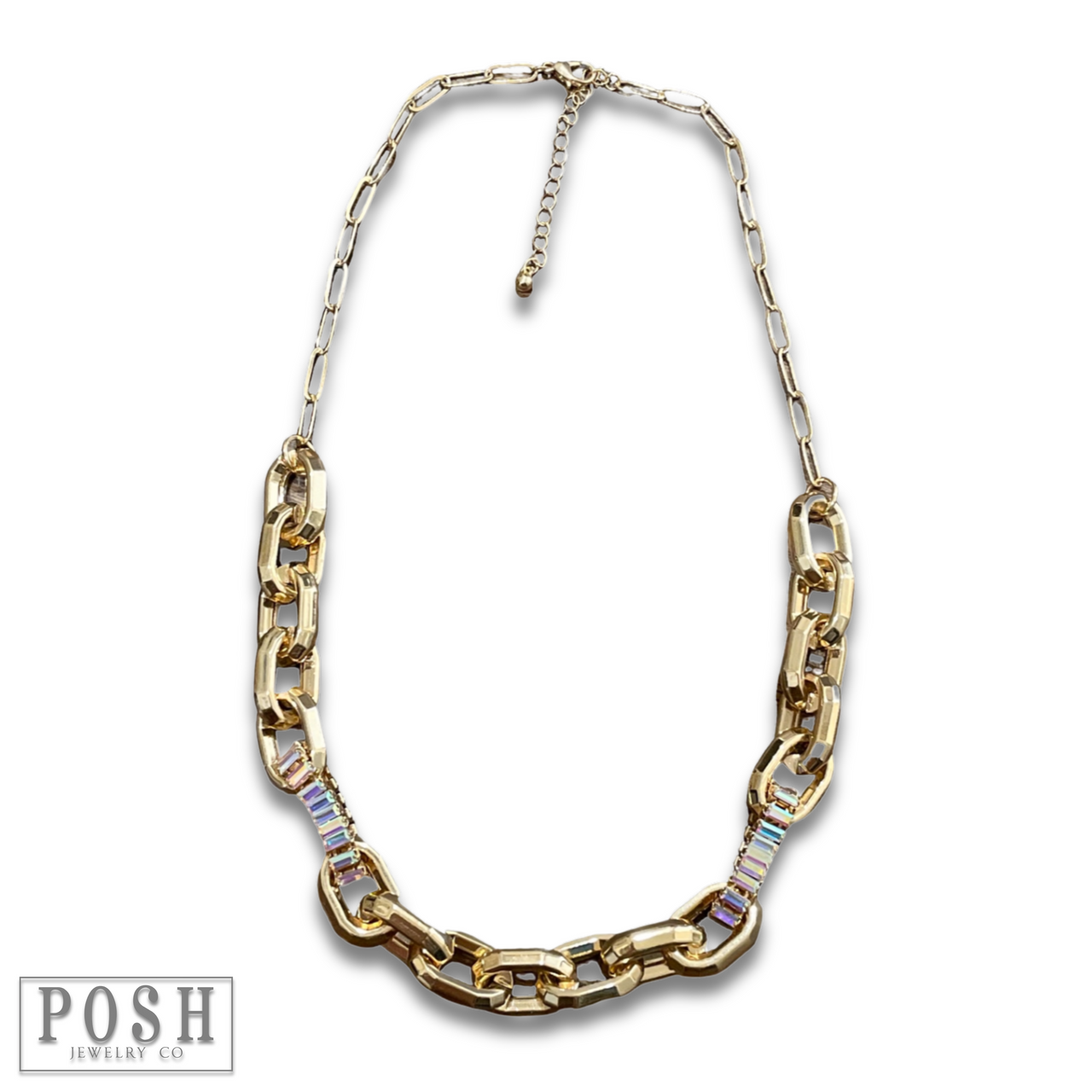 Rhinestone and chunky chain necklace