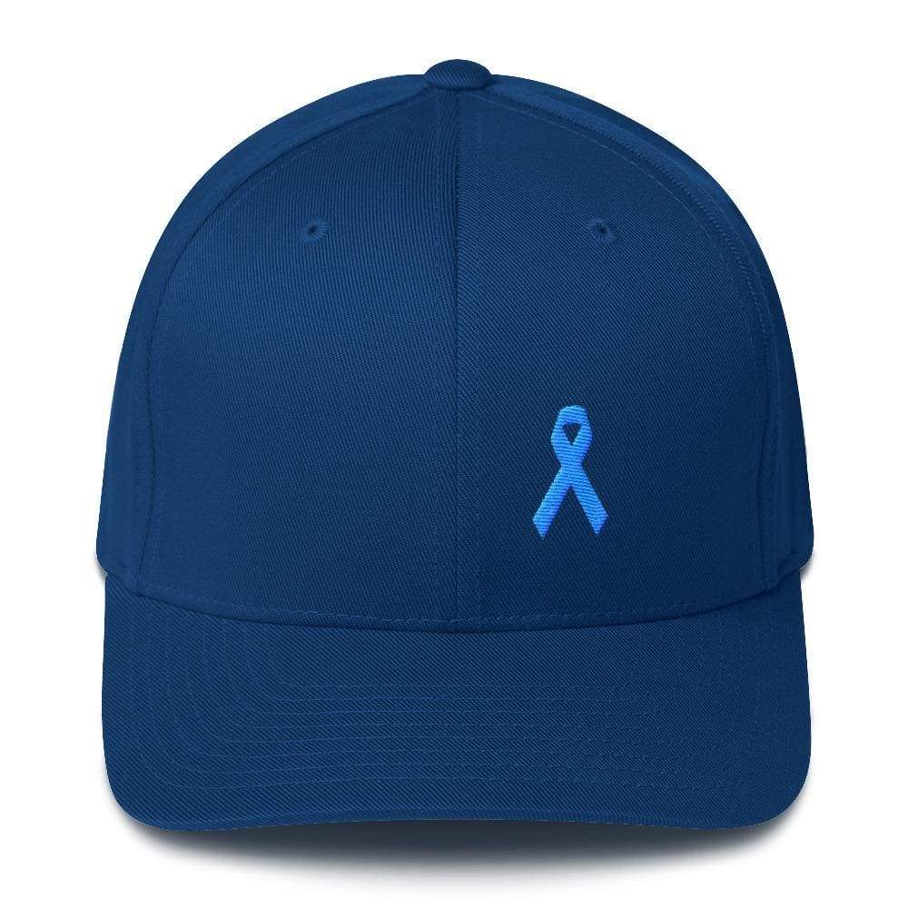 Prostate Cancer Awareness Fitted Hat with Light Blue Ribbon