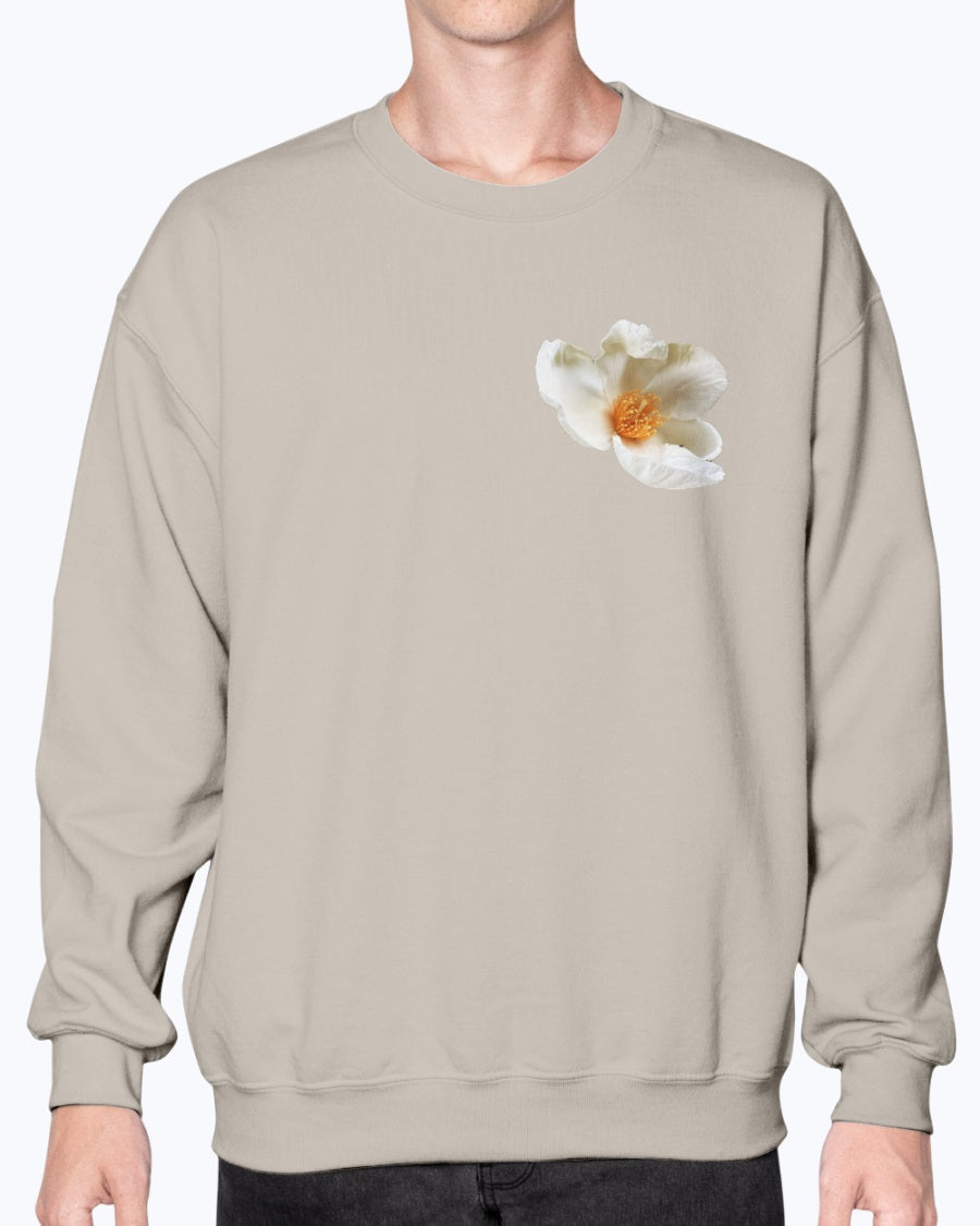 Magnolia Flower, Botanical Blossom Sweatshirt, Cozy Floral, Moss Apparel, Unisex Crewneck Sweatshirt