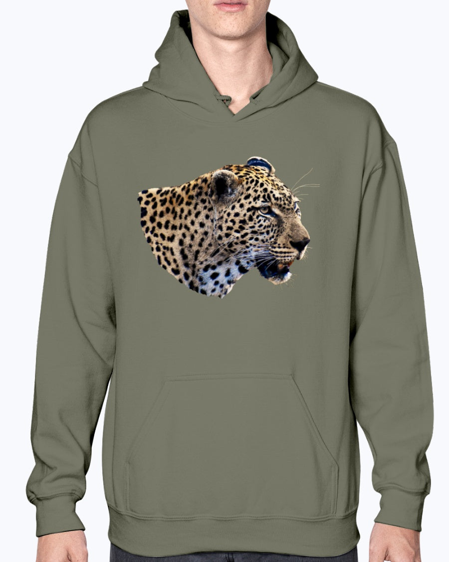 Leopard's Smile - Leopard photograph, Moss Apparel, Hoodie