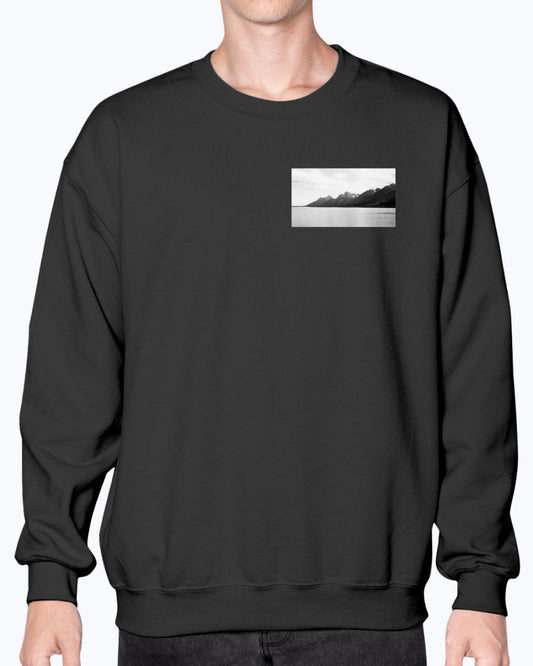 Grand Teton's Distant Mountains, Reflective Lake, Moss Apparel, Unisex Crewneck Sweatshirt
