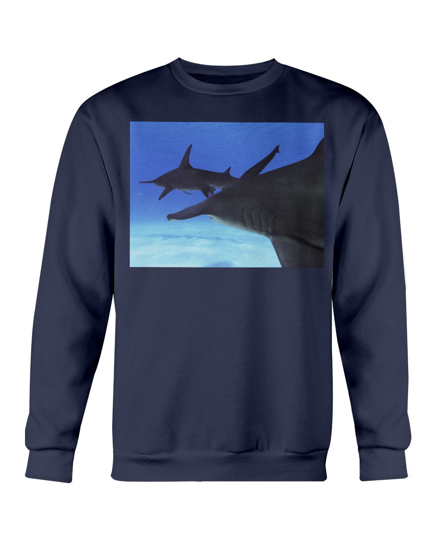 Hammerhead Pursuit, Shark Fan Sweater, wildlife clothing, Moss Apparel, Unisex Crewneck Sweatshirt