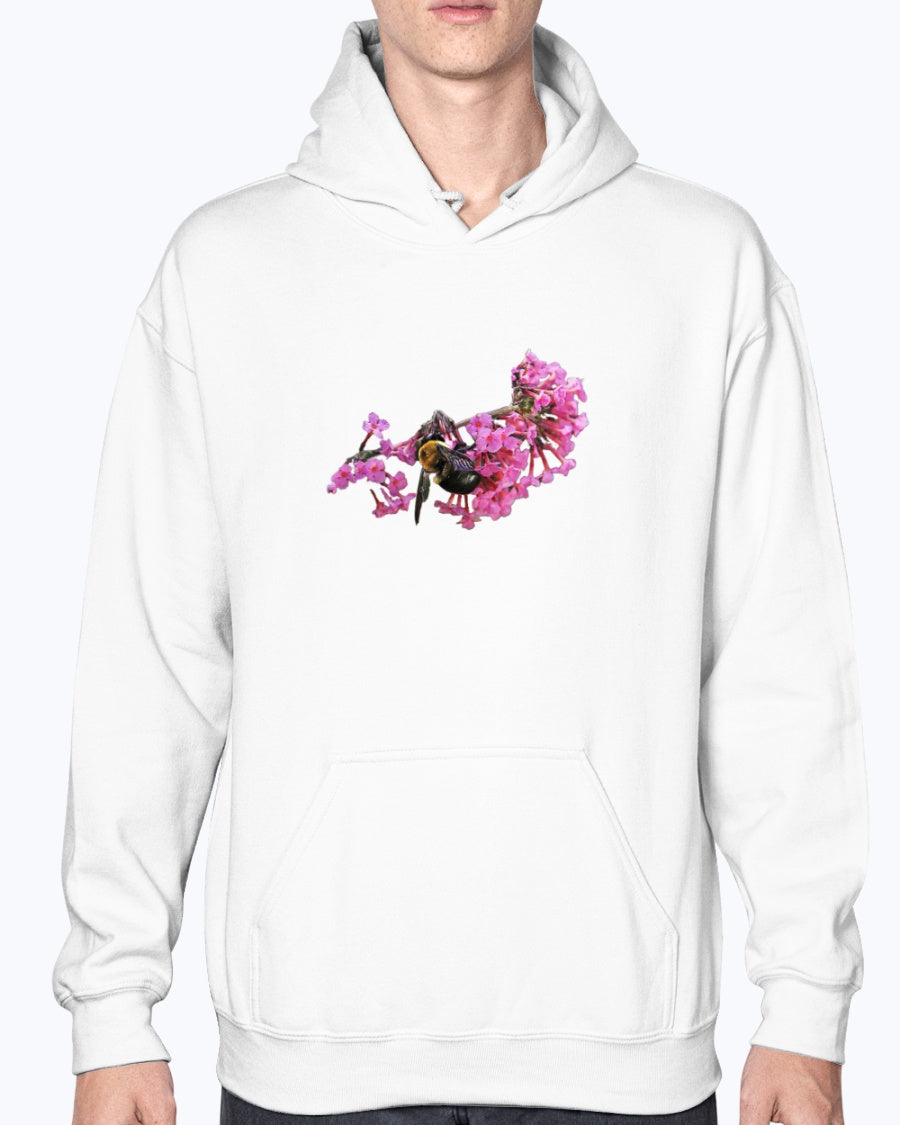 Bee and Butterfly Habitat Fund, Bee Pollinating Graphic, Moss Apparel, Hoodie