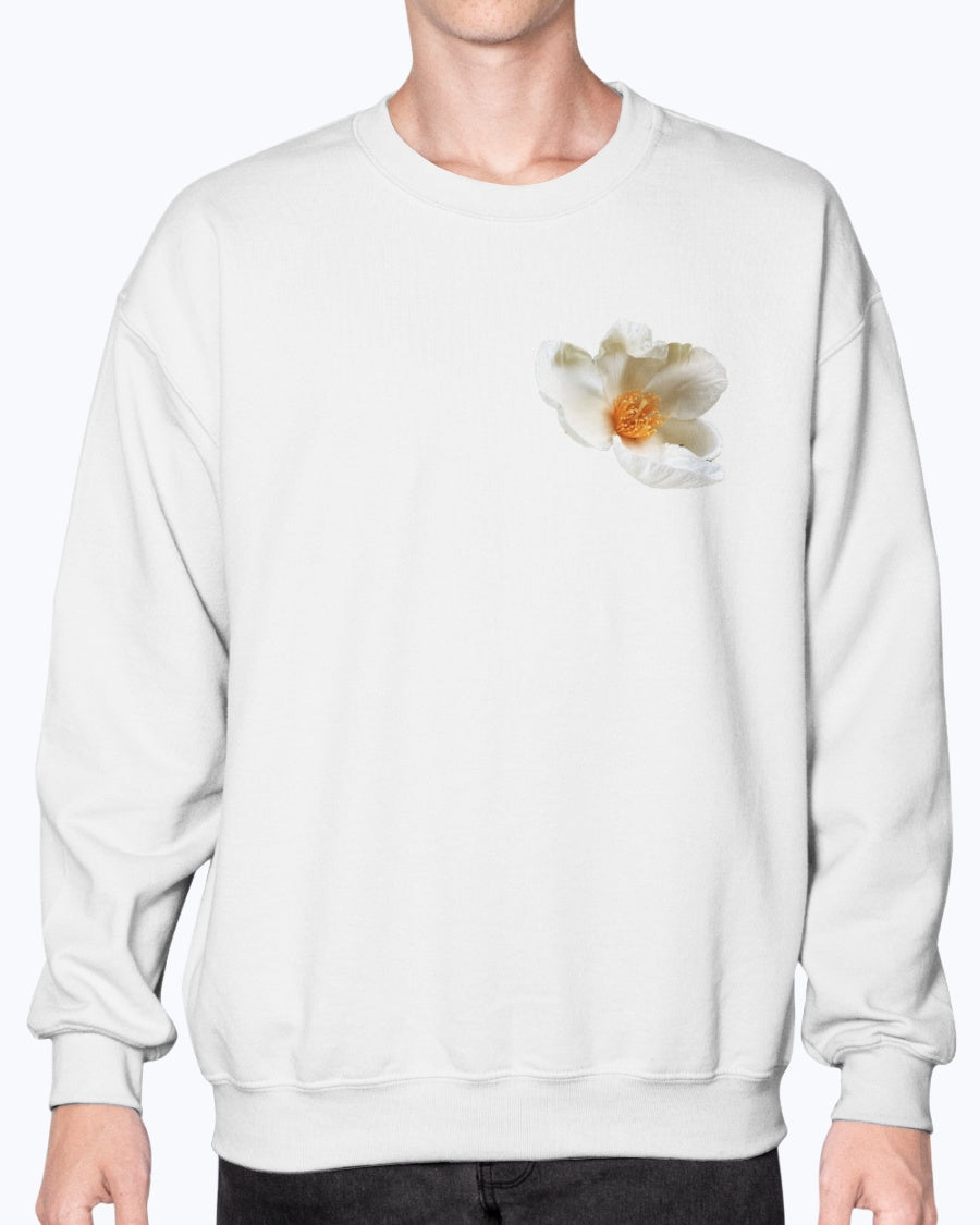 Magnolia Flower, Botanical Blossom Sweatshirt, Cozy Floral, Moss Apparel, Unisex Crewneck Sweatshirt