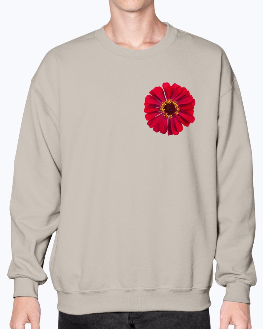 Gerbera Vibrant Red Floral Crewneck Sweatshirt, Cozy Unisex Fashion for Spring Time & Flower Lovers, Moss Apparel, Unisex Crewneck Sweatshirt