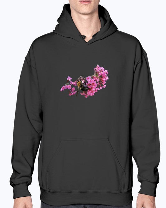 Bee and Butterfly Habitat Fund, Bee Pollinating Graphic, Moss Apparel, Hoodie