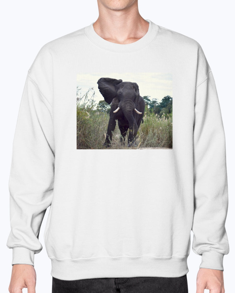 Defiant Elephant, Elephant cloths, animal fan, wildlife, Moss Apparel, Unisex Crewneck Sweatshirt