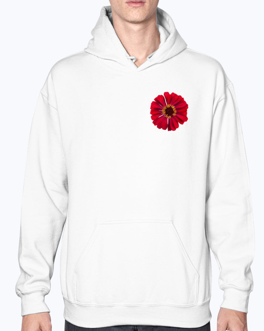 Floral Zinnia Hoodie, Nature and Flower Lovers, Moss Apparel, Unisex Hoodie