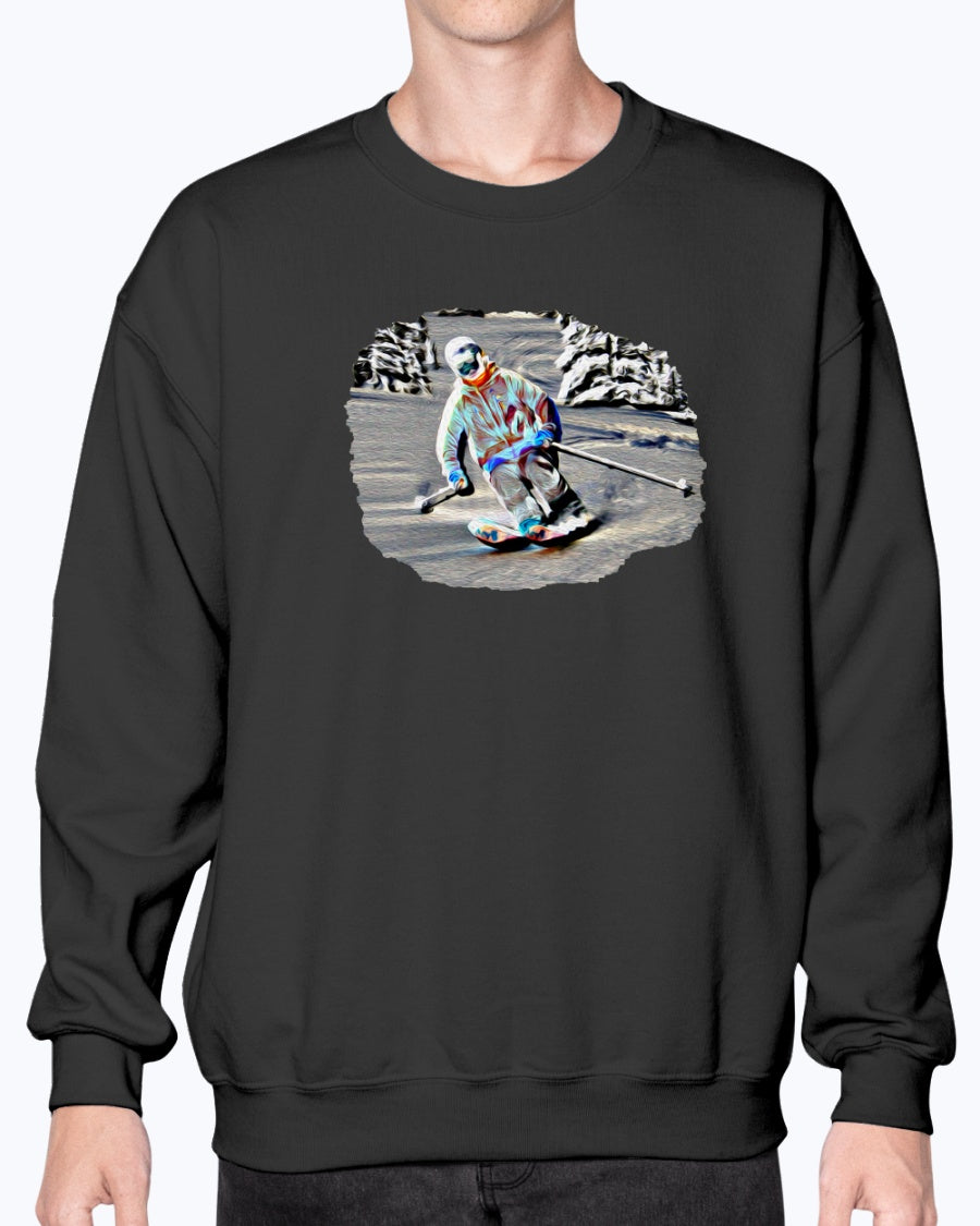 Forest Skier, Cozy Unisex Ski Apparel, Moss Apparel, Unisex Crewneck Sweatshirt