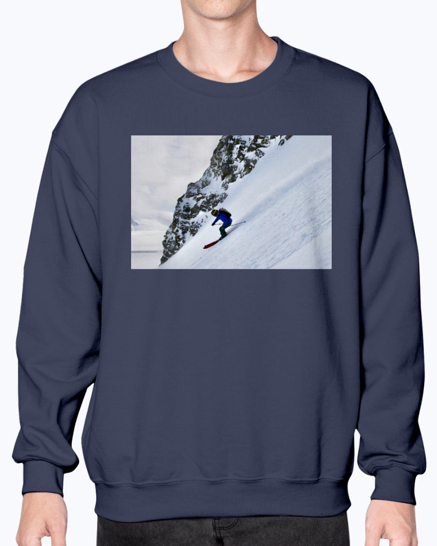 Glacier Skier, Cool Ski Apparel, Moss Apparel, Unisex Crewneck Sweatshirt
