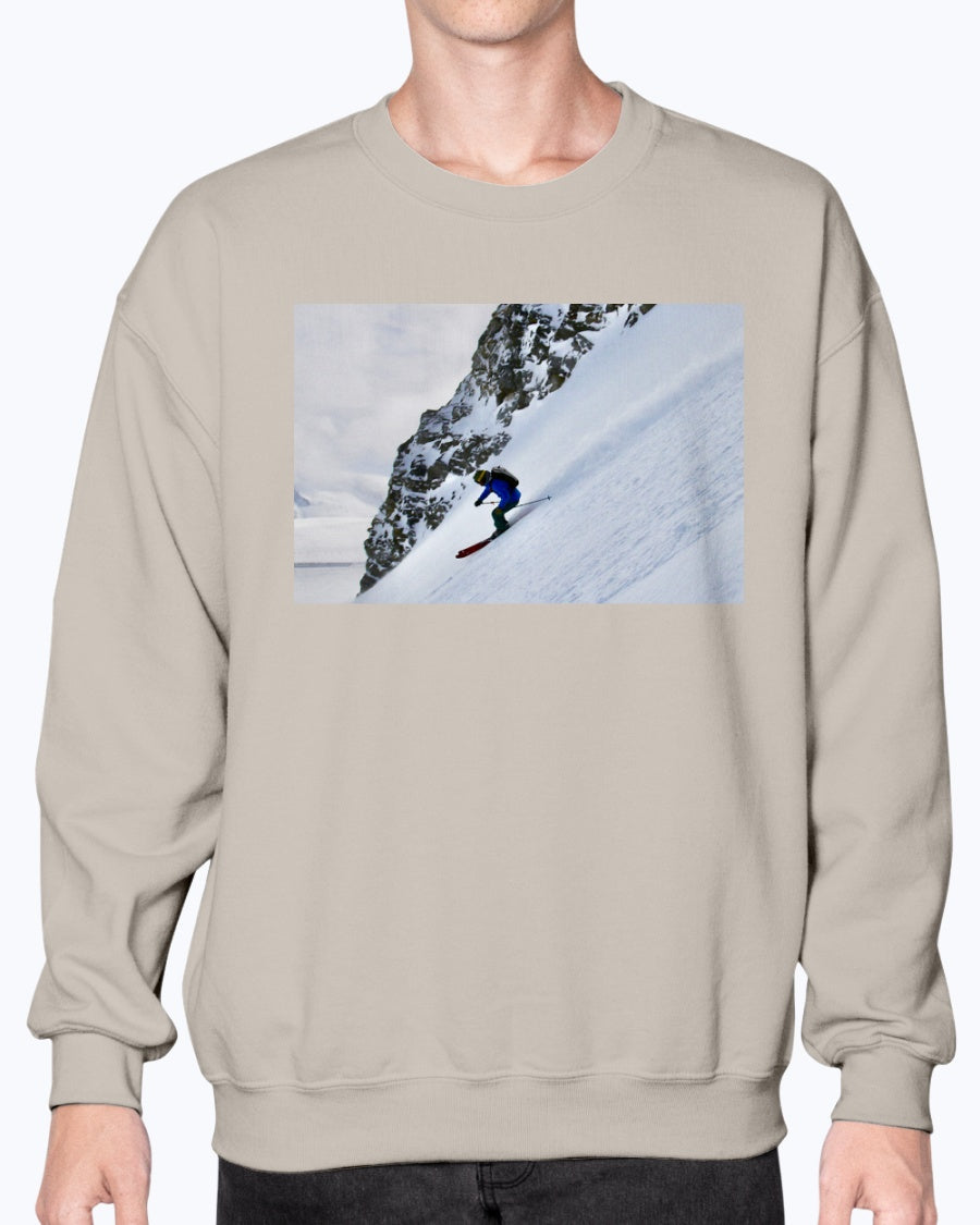 Glacier Skier, Cool Ski Apparel, Moss Apparel, Unisex Crewneck Sweatshirt
